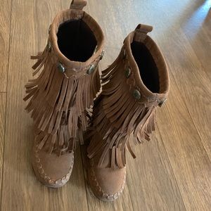 Toddler girl sz 7 Fringe boots VGUC